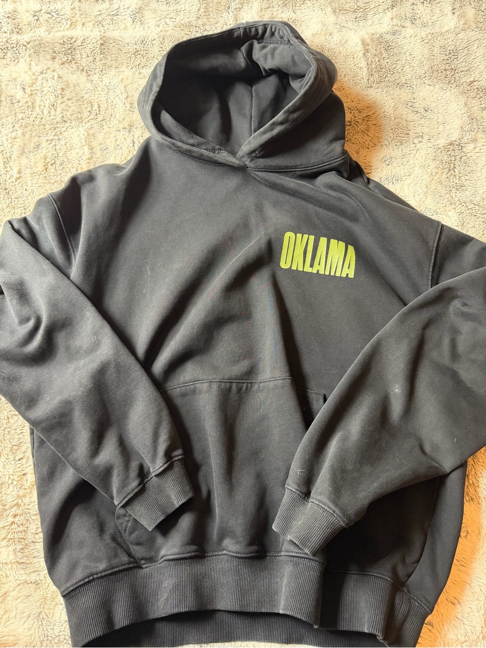 Women's Black Pullover Hoodie with Neon Logo